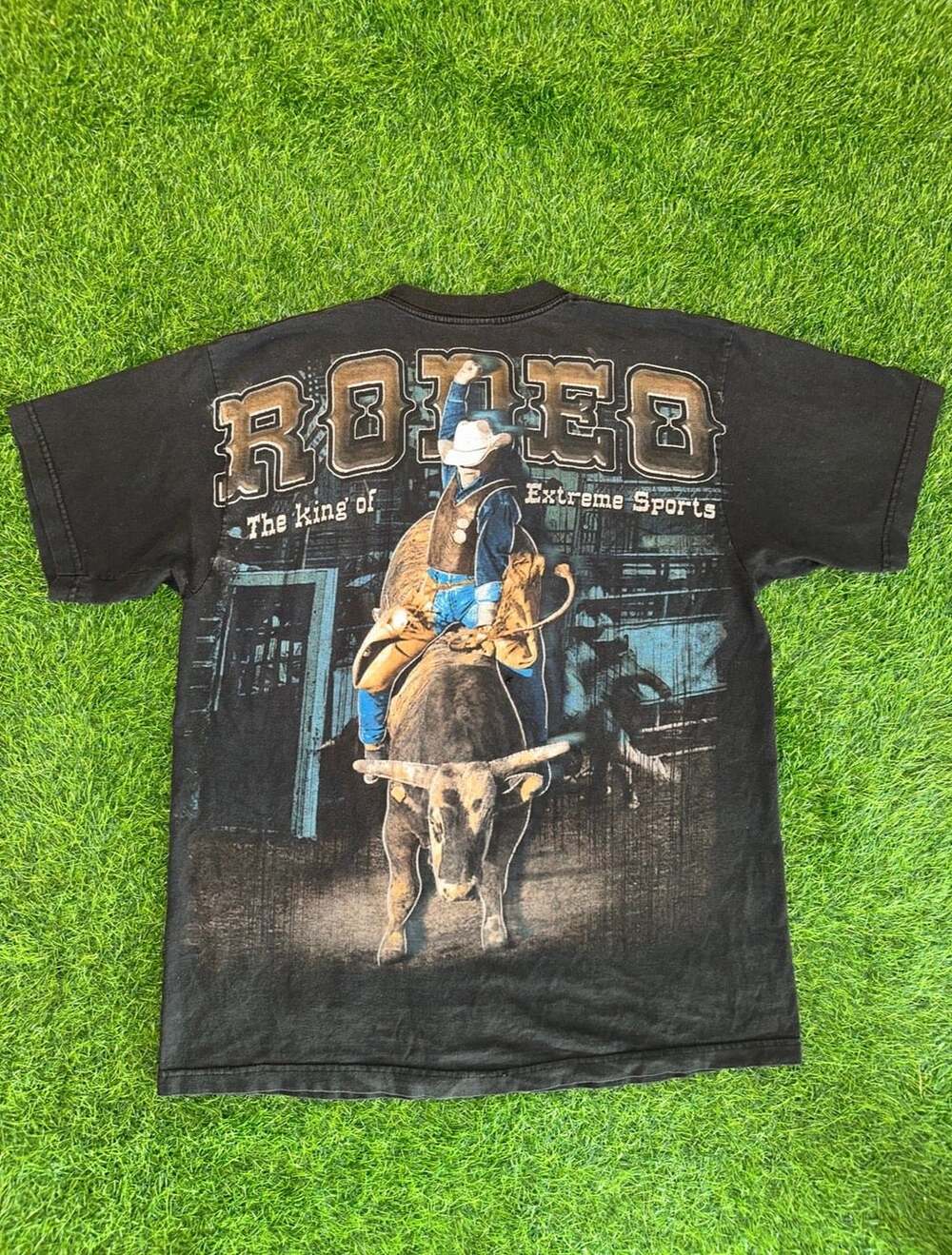 C&C Rodeo The King Of Extreme Sports T-Shirt Size XL Black Bull Rider Tee